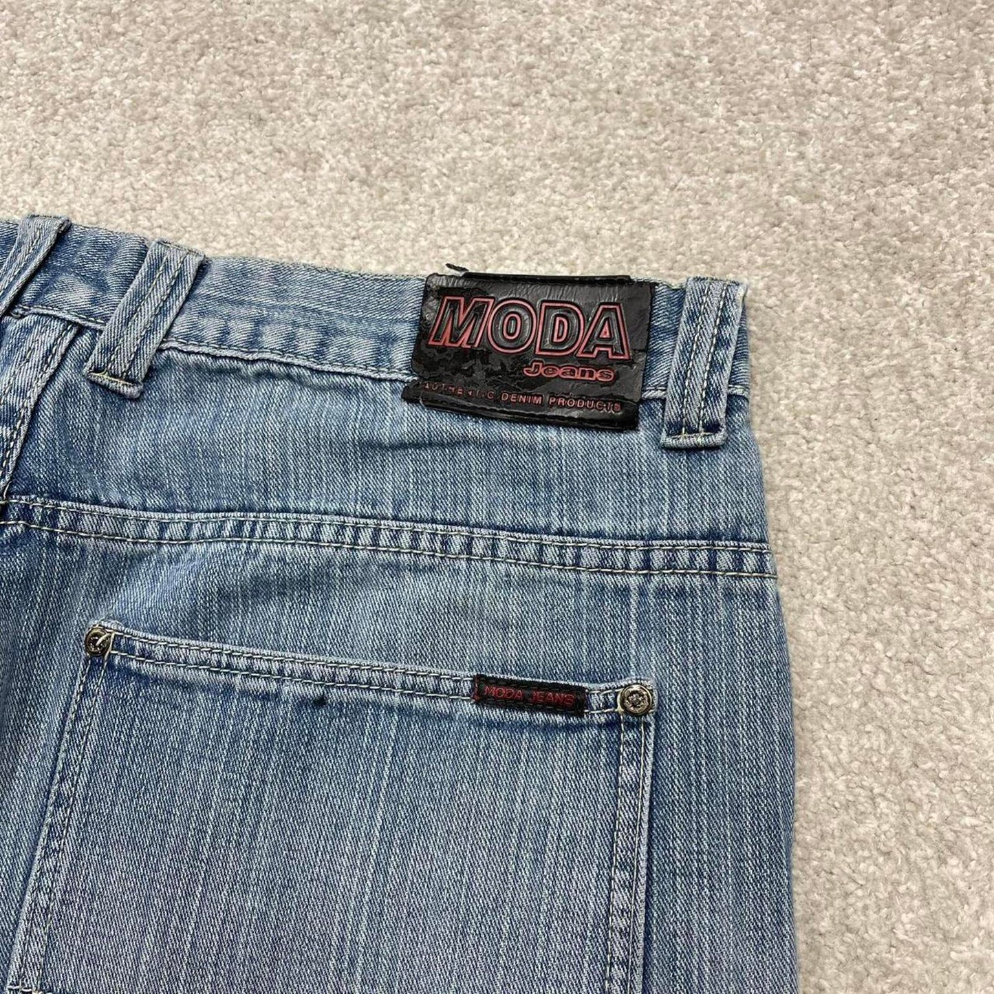 Y2K baggy jeans wide leg pants blue Loose skater style baggy fit MODA Jeans