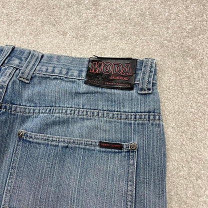 Y2K baggy jeans wide leg pants blue Loose skater style baggy fit MODA Jeans