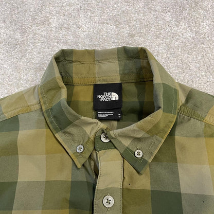 North face checkered short sleeve shirt green TNF festival surf style check shirt button down summer