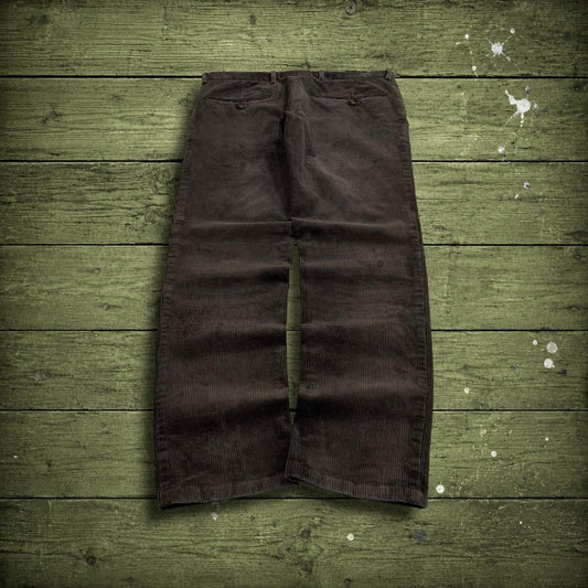 Vintage corduroy pants brown straight slim W34L31 Oscar Jacobson wide wale jumbo cord trousers