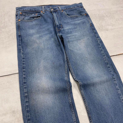 Blue Levis 505 jeans W34L32 blue straight leg y2k style pants red tab logo
