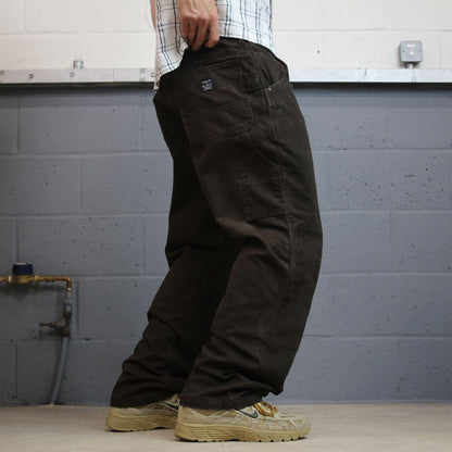 Brown denim carpenter jeans y2k loose W36L32 Lakin Mckey straight leg skater style work cargos