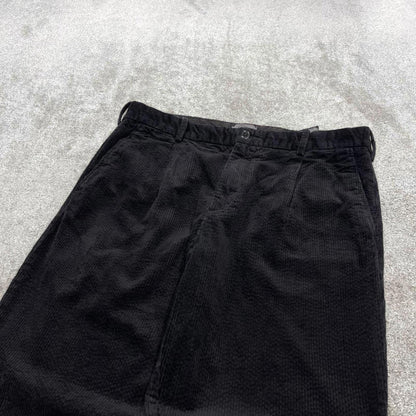 Y2K  pleated jumbo corduroy pants black H&M Wide wale chunky cord trousers