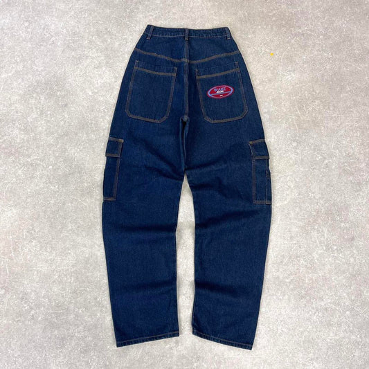 Blue embroidered Wake cargo jeans W25L33 y2k style cargos