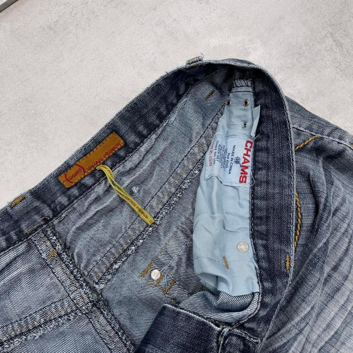 Blue embroidered Chams jorts W40