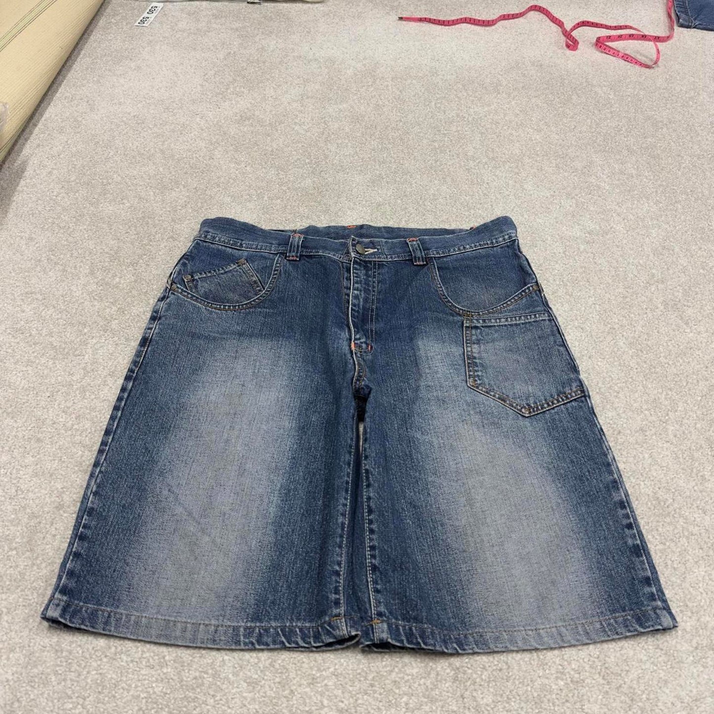 Vintage Y2k baggy shorts skater style blue Wide leg WBJ denim summer festival jorts
