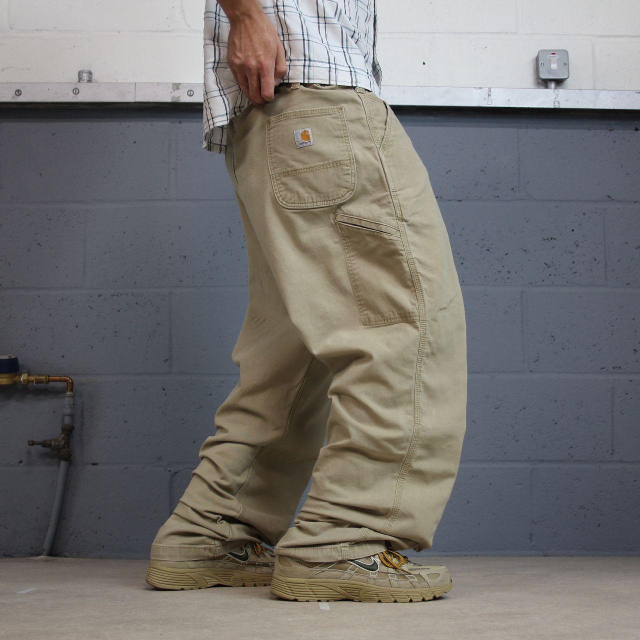 Carhartt carpenter pants y2k relaxed utility trousers tan Straight leg skater style workwear pants