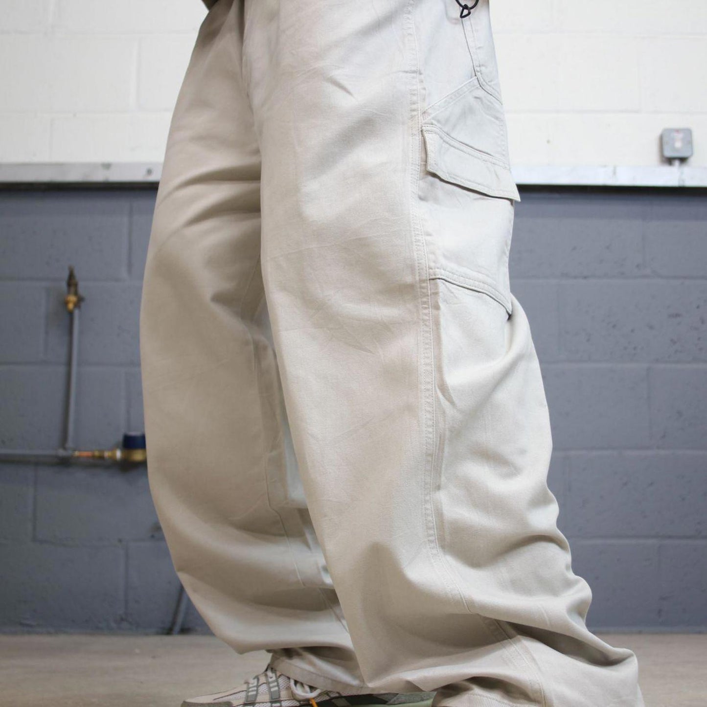 Y2K baggy Wrangler carpenter pants beige Loose wide leg skater style cargo pants
