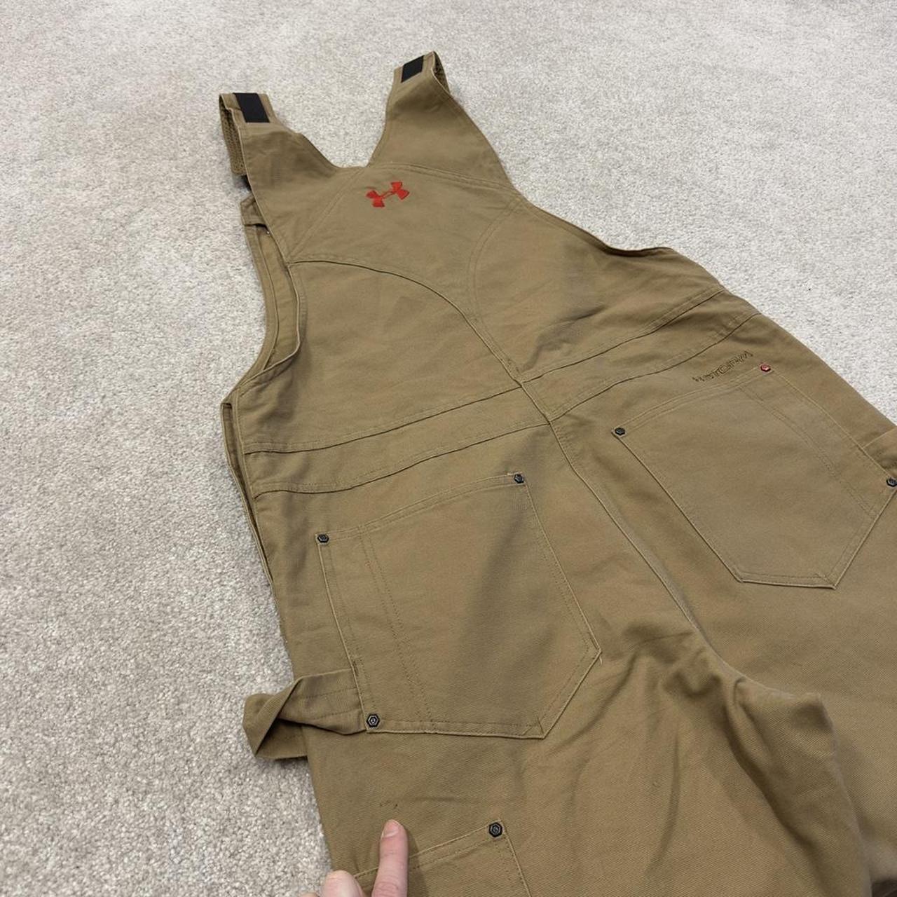 Y2K dungarees denim overalls tan Under Armour workwear bib & brace utility