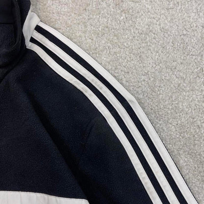 Black Adidas technical fleece Medium 1/4 zip pull over y2k autumn style lightweight zip up striped