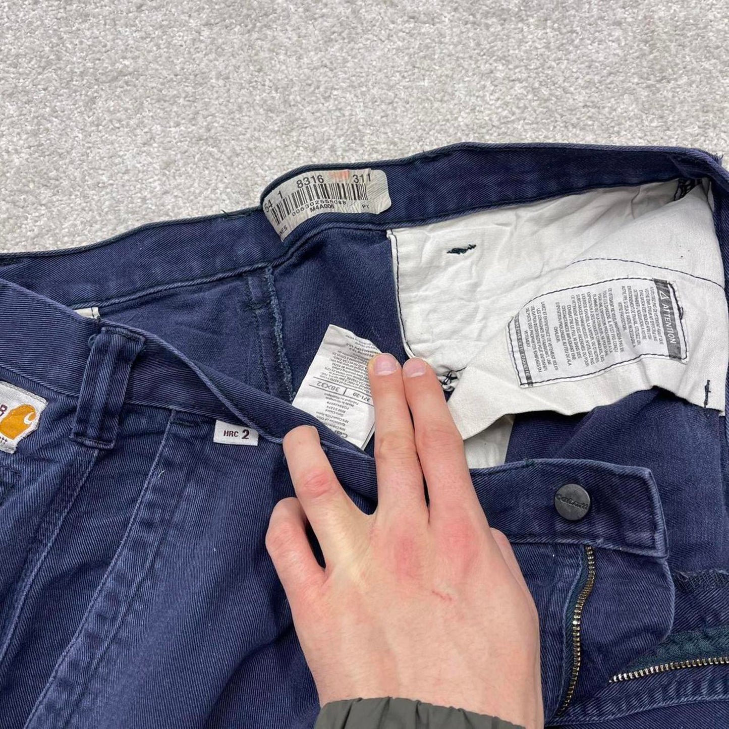 Y2K baggy Carhartt work pants fire resistant navy Loose fit floaty skate style workwear trousers