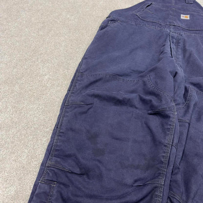 Vintage y2k baggy Carhartt dungarees wide leg navy Fire resistant bib & brace overalls workwear