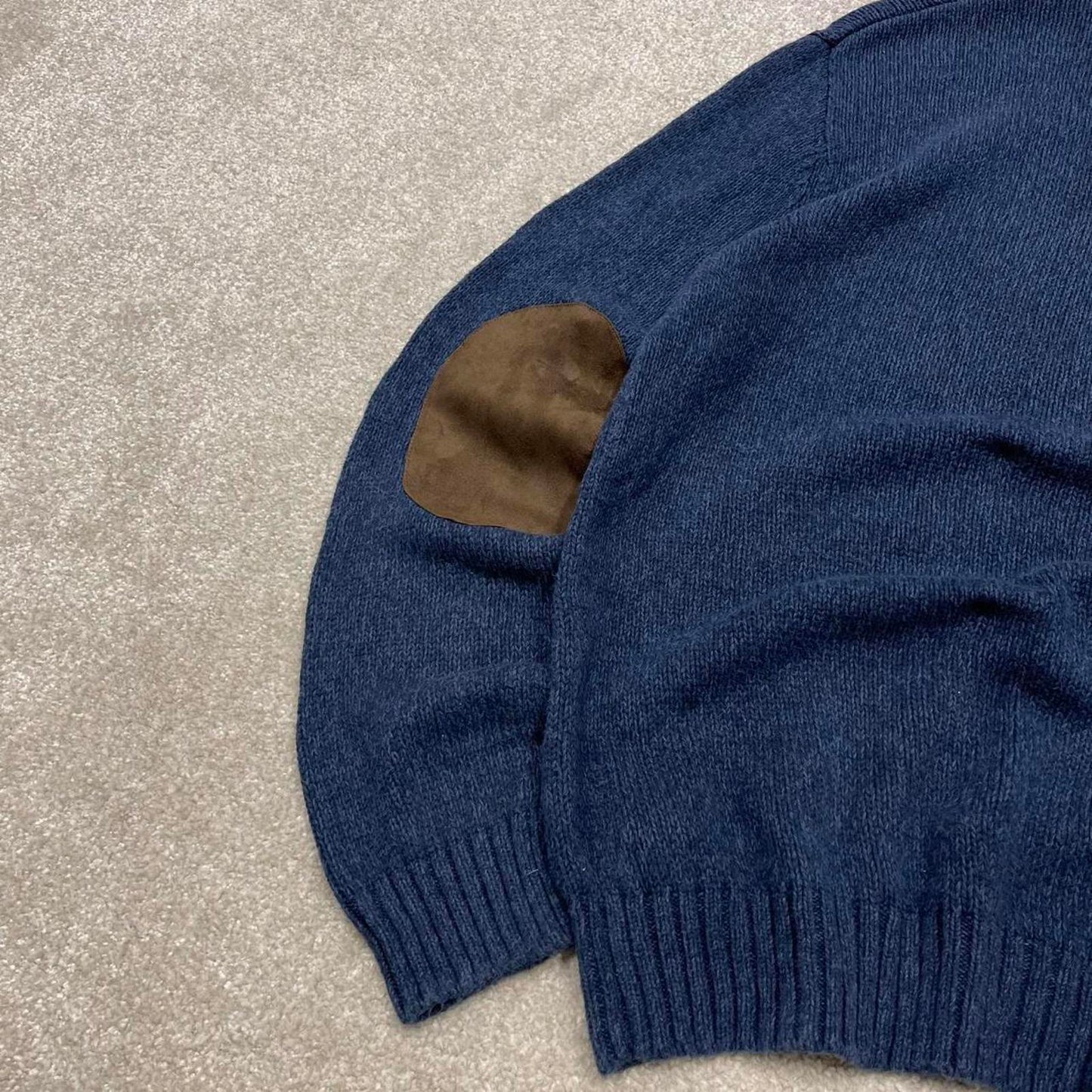 CHAPS knit sweater jumper pull over Medium men's navy knitted button y2k 00s style