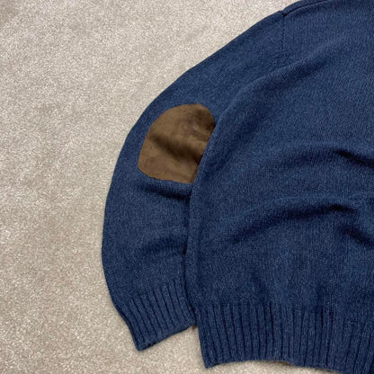 CHAPS knit sweater jumper pull over Medium men's navy knitted button y2k 00s style