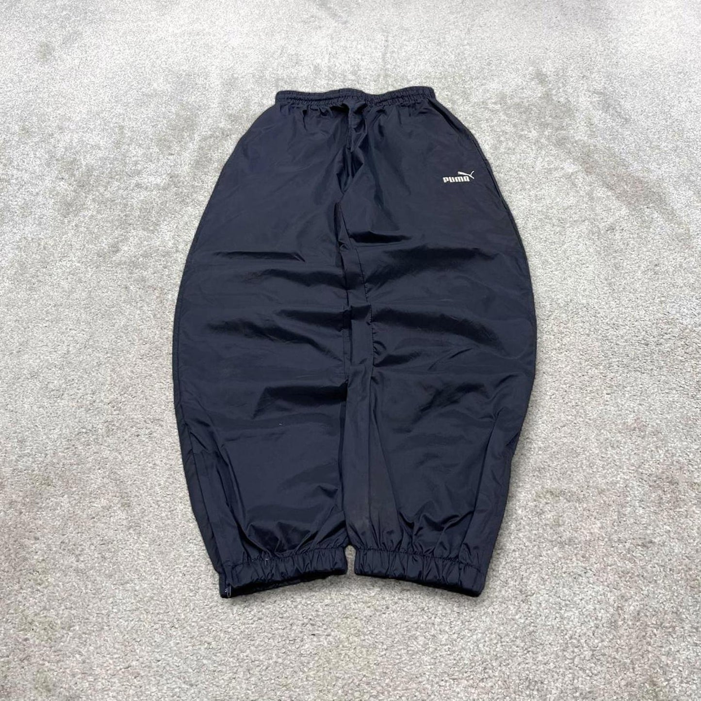 Vintage y2k Puma tracksuit bottoms navy Loose embroidered track pants ankle zips