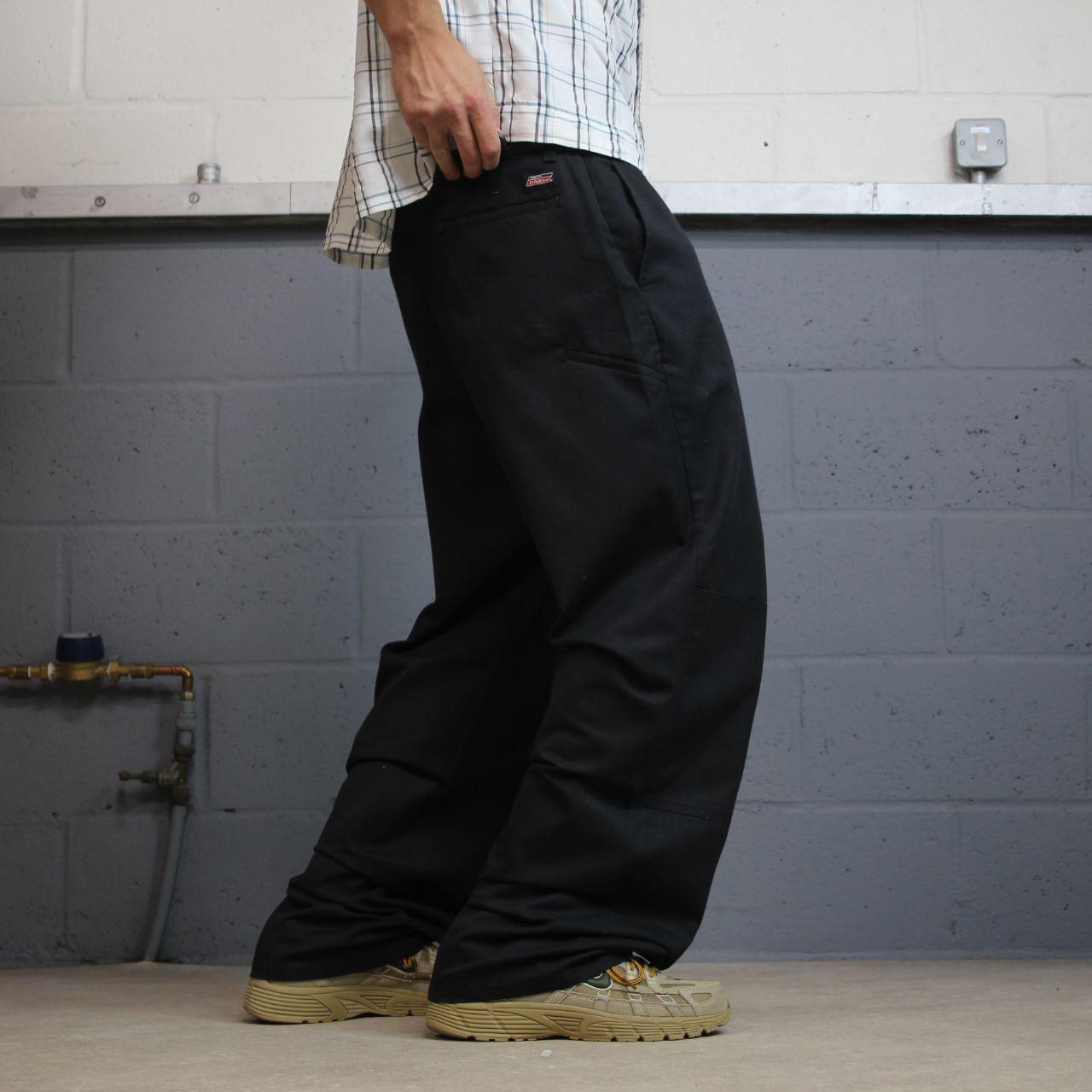 Dickies baggy double knee pants black W38L32 Loose fit chino skate work trousers
