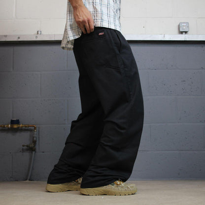 Dickies baggy double knee pants black W38L32 Loose fit chino skate work trousers