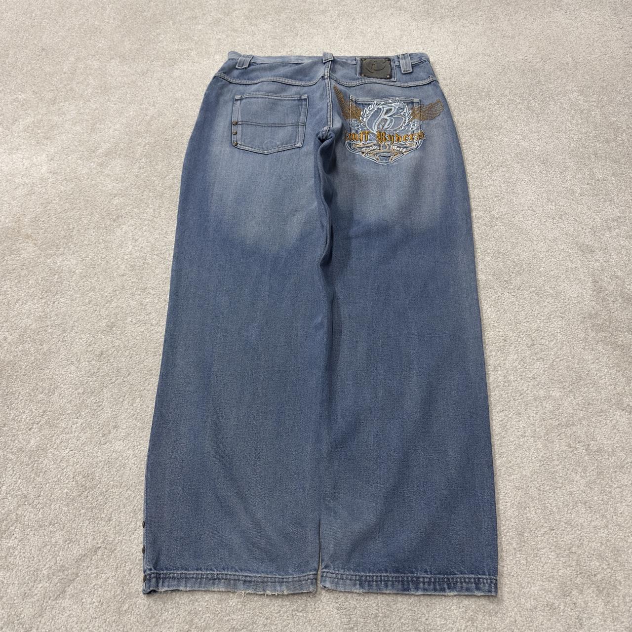 Y2K Ruff Ryders baggy embroidered skate jeans W36L32 blue Wide leg surf jeans large embroidery