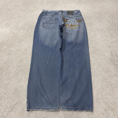 Y2K Ruff Ryders baggy embroidered skate jeans W36L32 blue Wide leg surf jeans large embroidery