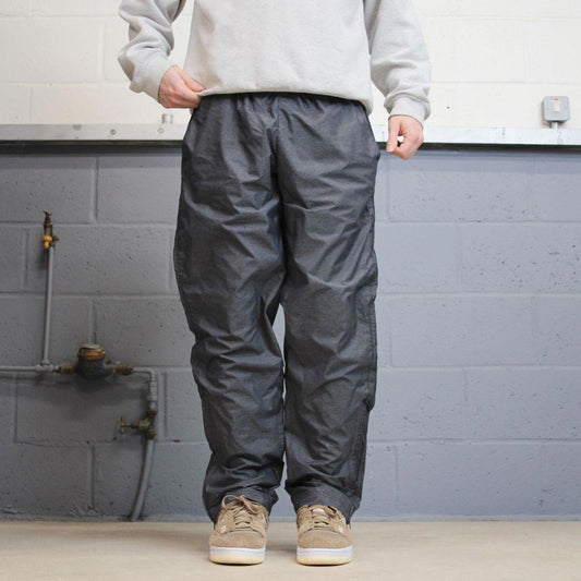 Grey Adidas trackies XL y2k sportswear track pants print logo side stripes mesh lined