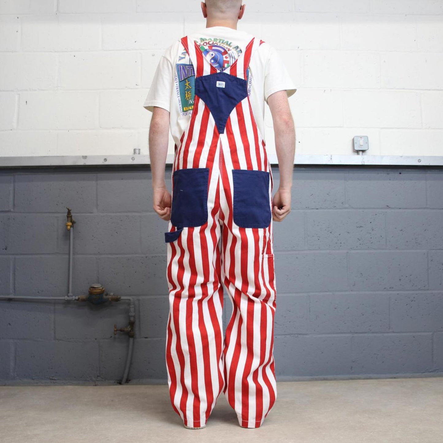 Vintage Liberty dungarees W34L30 USA striped mens canvas overalls