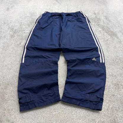 Y2k baggy Adidas trackies Navy Large 00s style joggers adjustable side stripe track pants casual gym
