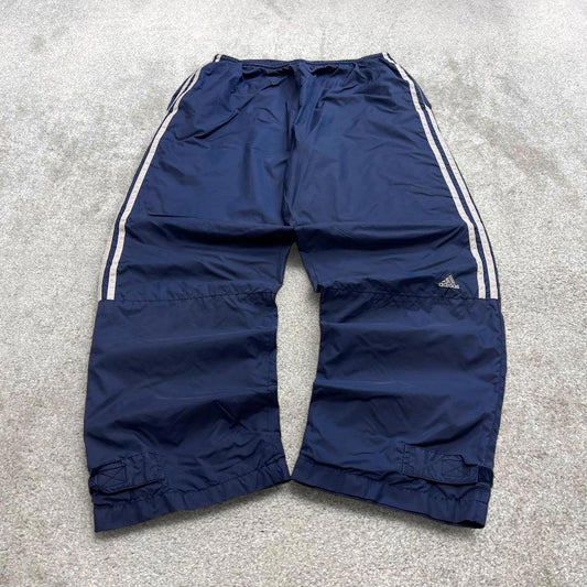 Y2k baggy Adidas trackies Navy Large 00s style joggers adjustable side stripe track pants casual gym