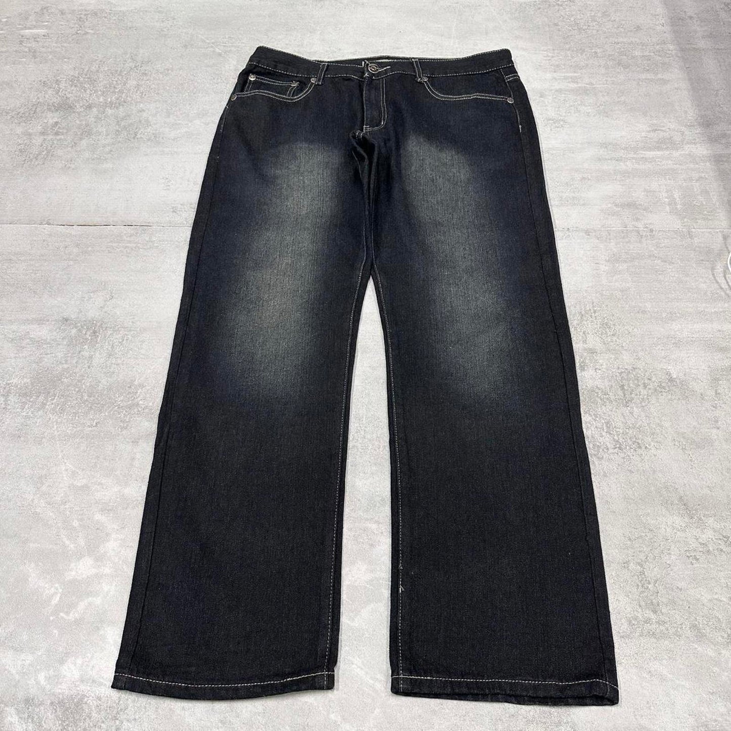 Black RK jeans W38L32 loose Y2K style hip hop embroidered design