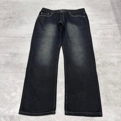 Black RK jeans W38L32 loose Y2K style hip hop embroidered design