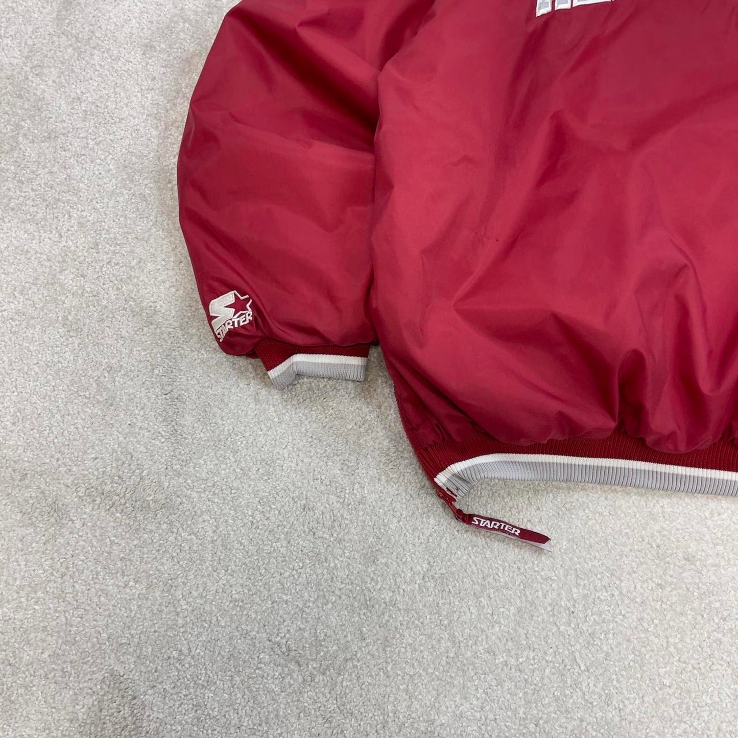 Alabama Crimson Tide Starter jacket XL red pullover hooded half zip nfl windbreaker bomber
