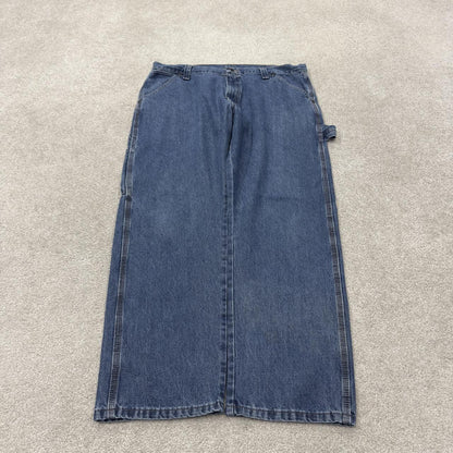 Wrangler carpenter jeans y2k blue denim Loose straight leg skater 2000s style cargo pants