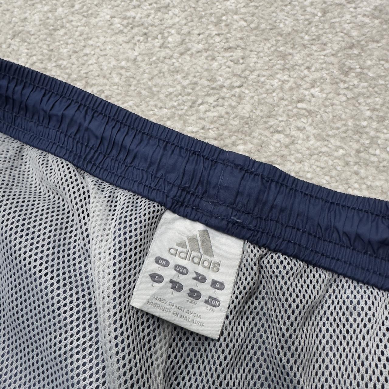 Baggy Y2K Adidas tracksuit bottoms navy L Wide leg mesh lined side stripe embroidered track pants
