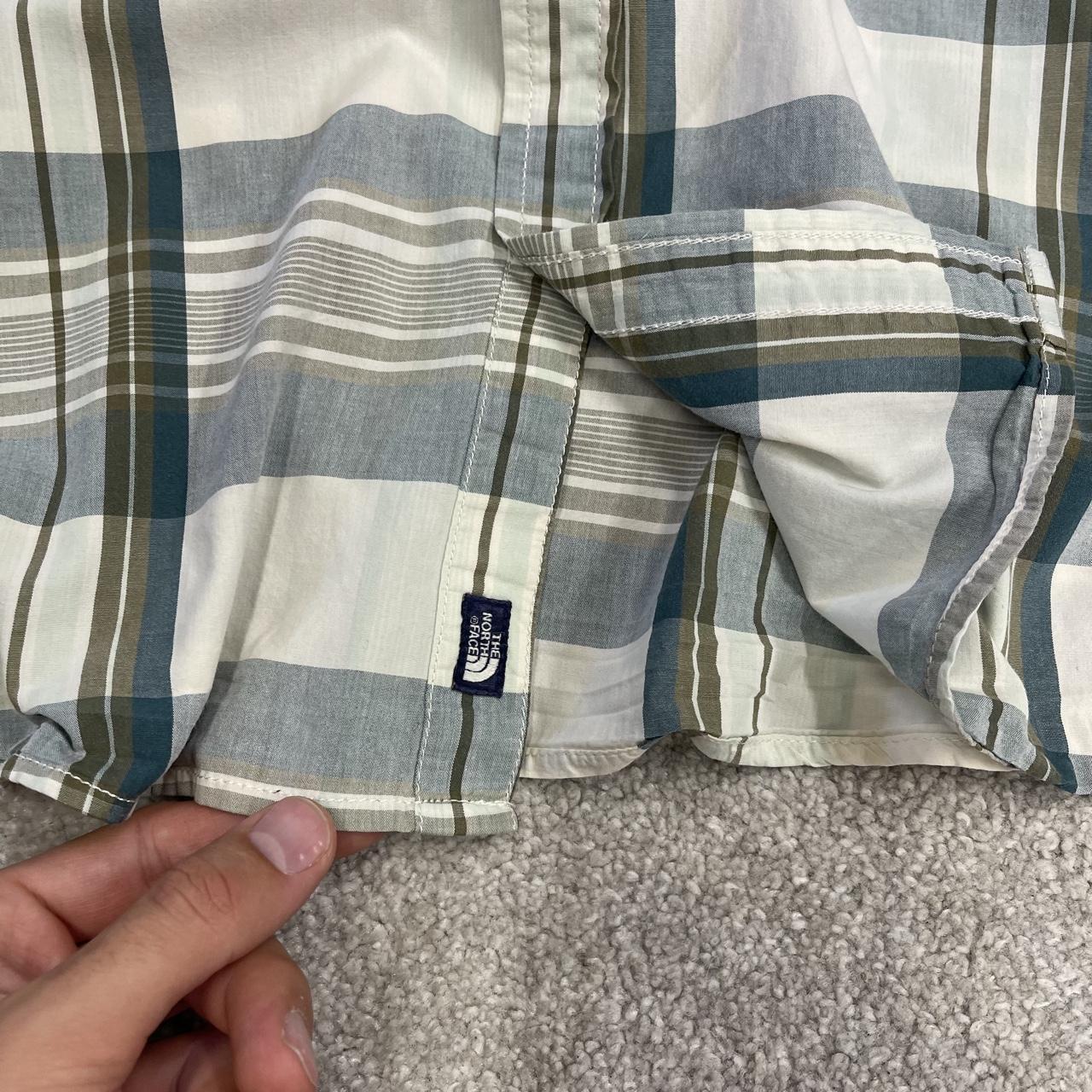 North face checkered short sleeve shirt blue TNF surf style check shirt button down summer