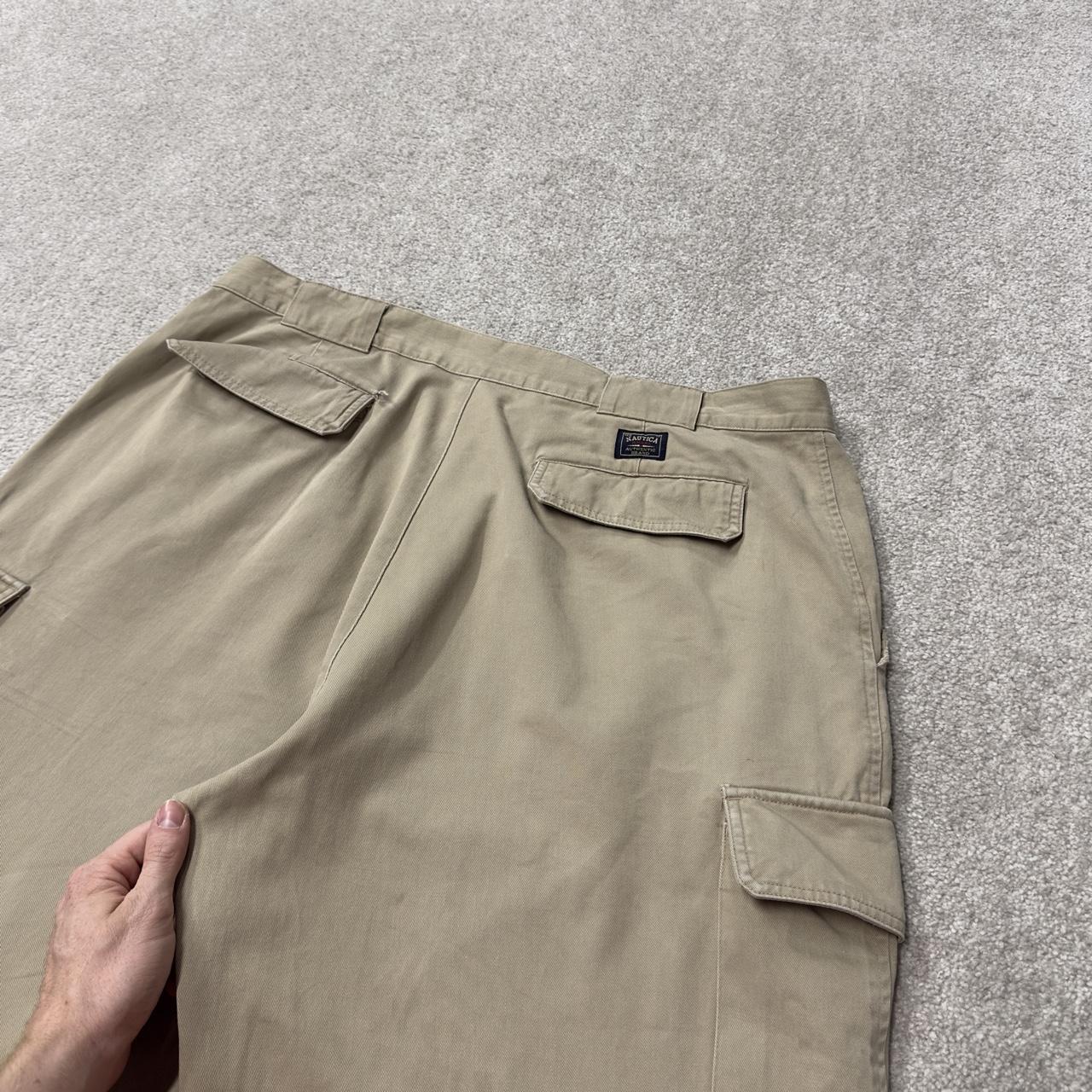 Y2K nautica baggy cargo pants beige 40x30 Loose leg straight chino style skate work trousers