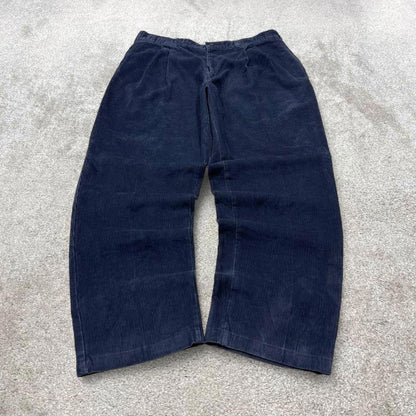Navy Savane baggy corduroy pants W38L32 loose wide wale jumbo cord trousers 90s skater style