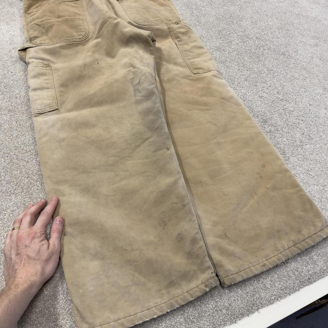 Vintage Carhartt dungarees tan overalls Bib & brace quilt lined utility workwear farmer
