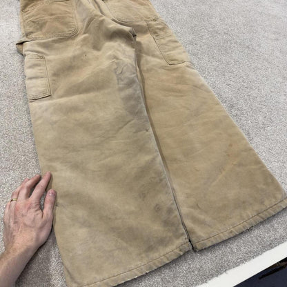 Vintage Carhartt dungarees tan overalls Bib & brace quilt lined utility workwear farmer