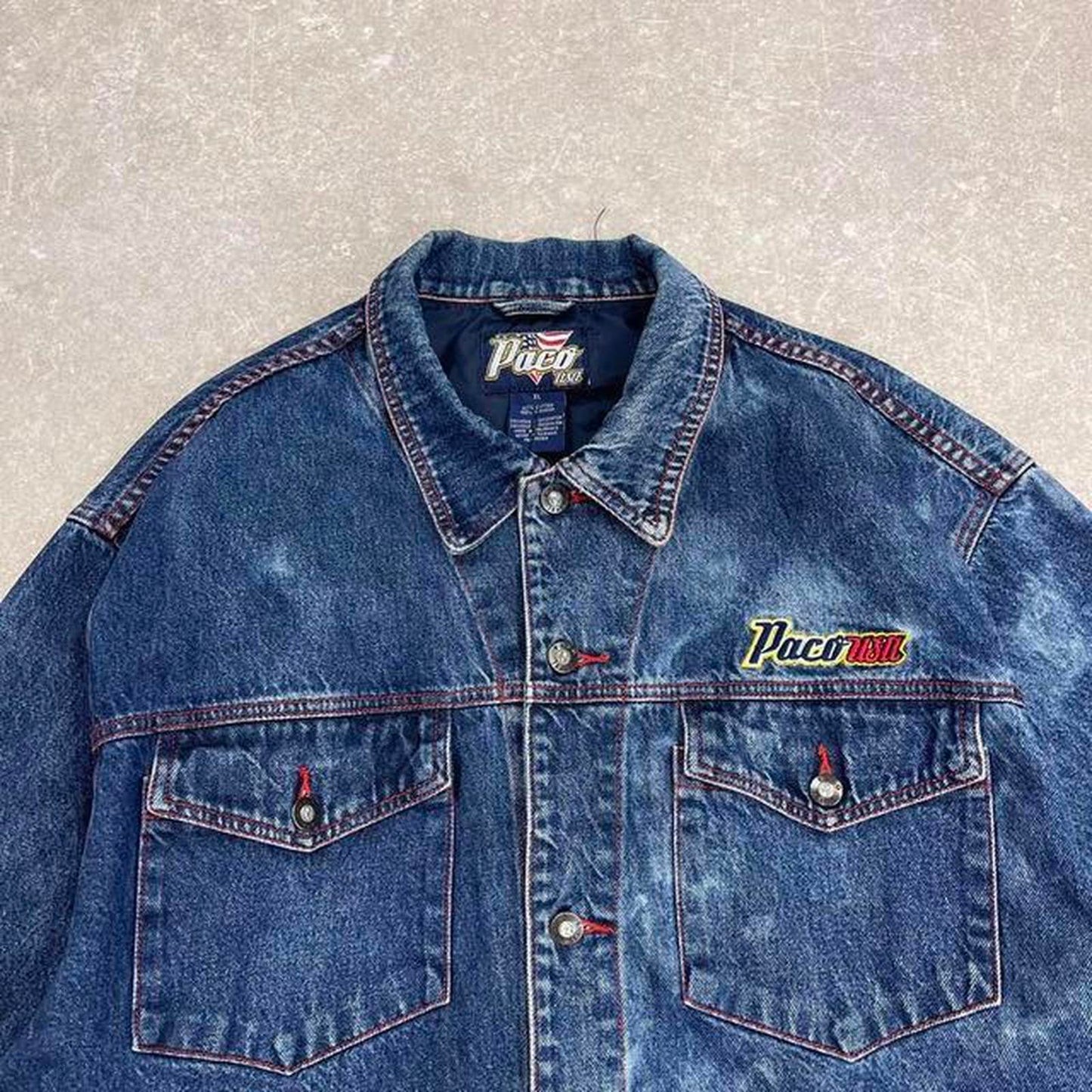 Embroidered Paco USA denim jacket XL