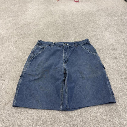 Carhartt carpenter denim shorts y2k faded blue Loose skater style work jorts