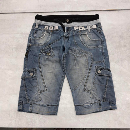 Blue denim Police jorts W32
