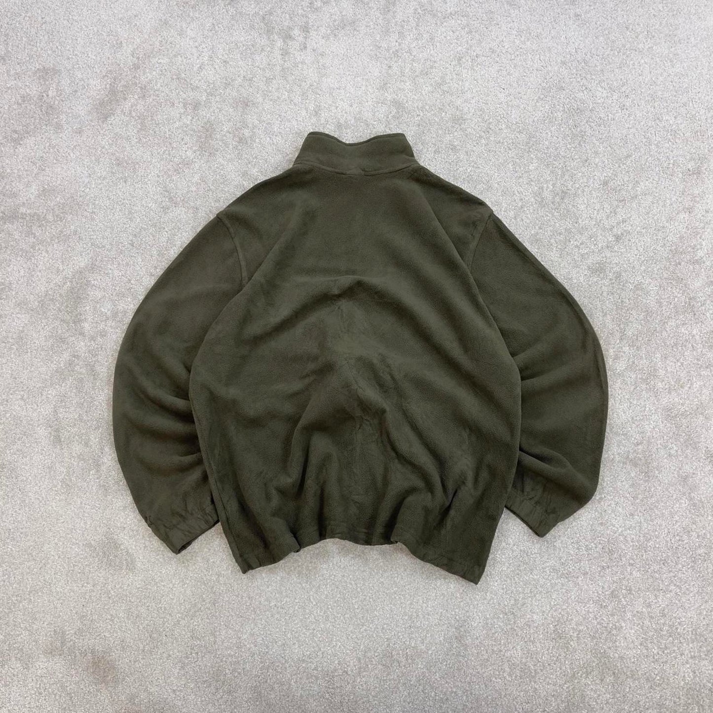 Green Starter zip up fleece Large y2k technical style autumn winter outdoors wear casual embroidered