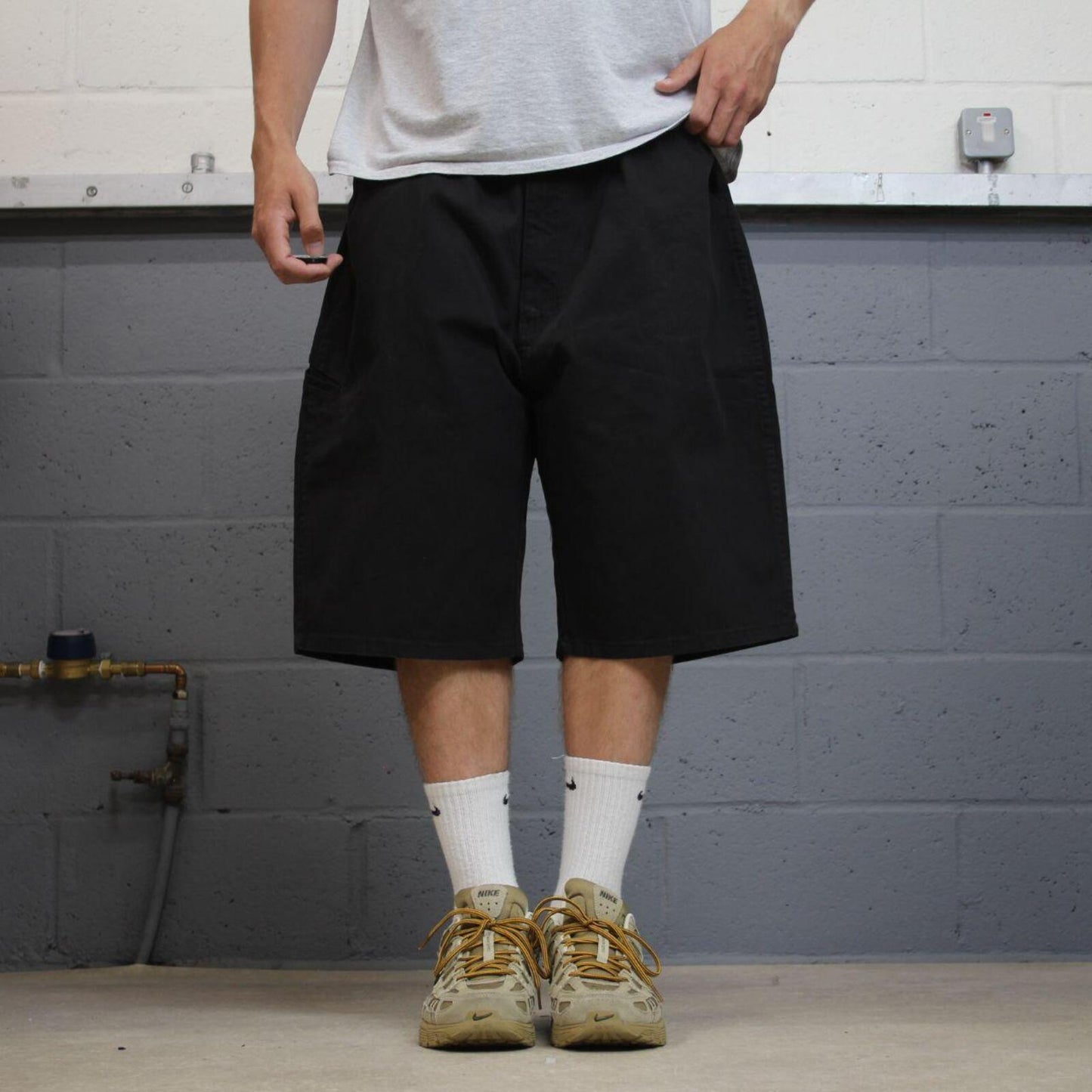 Dickies baggy carpenter shorts black Surf style skater shorts long loose leg festival
