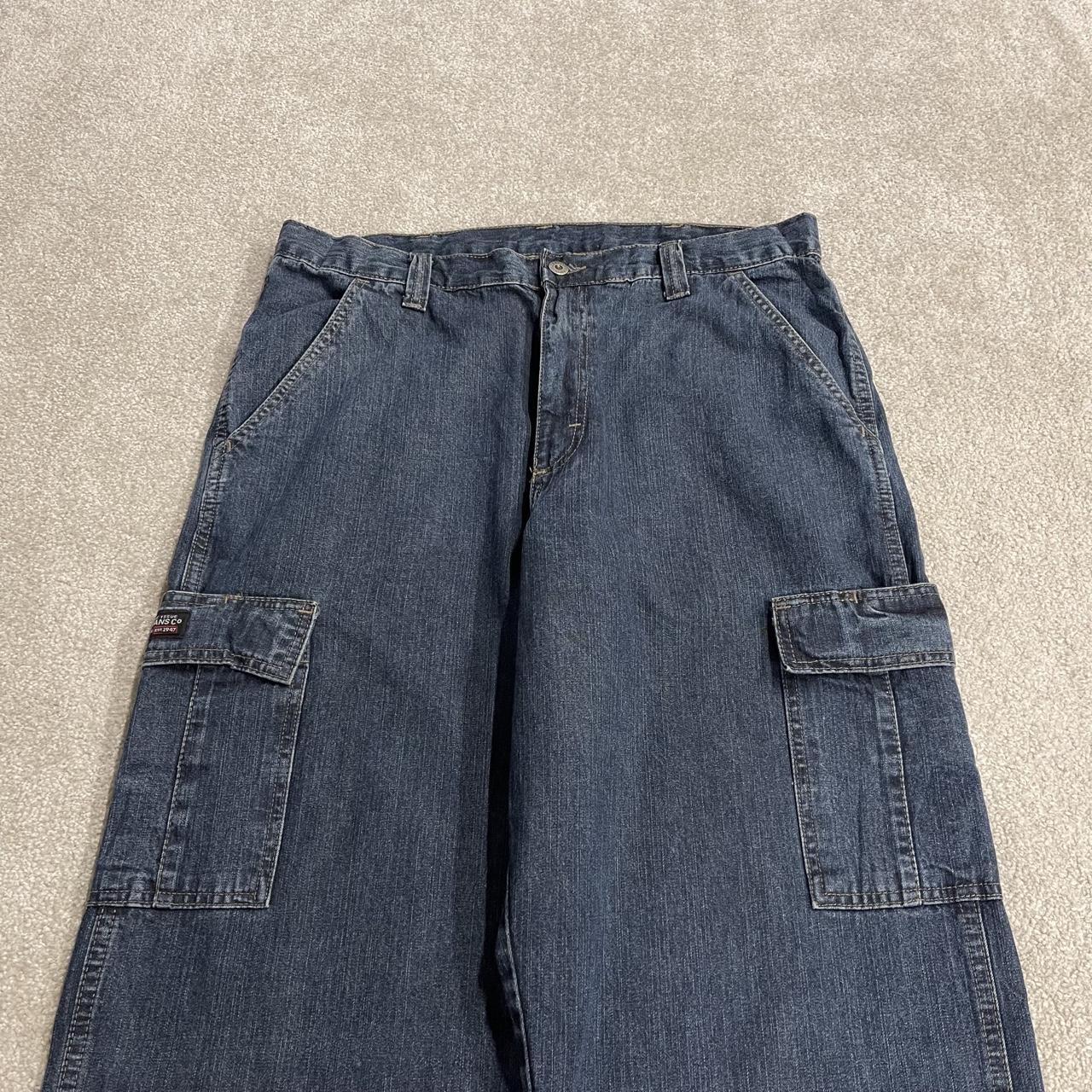 Wrangler baggy cargo pants y2k blue W36L32 Loose fit 100% cotton denim skater work pants utility
