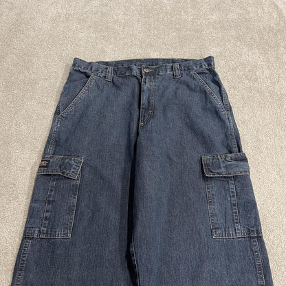 Wrangler baggy cargo pants y2k blue W36L32 Loose fit 100% cotton denim skater work pants utility