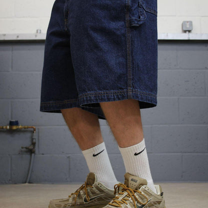 Baggy denim shorts carpenter blue Faded Glory skater style summer festival cargo jorts