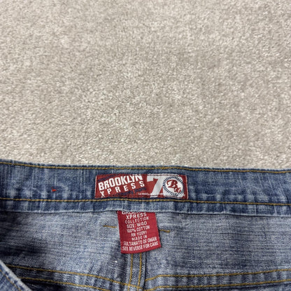 Extra baggy denim carpenter shorts y2k blue Brooklyn Xpress long wide leg summer jorts