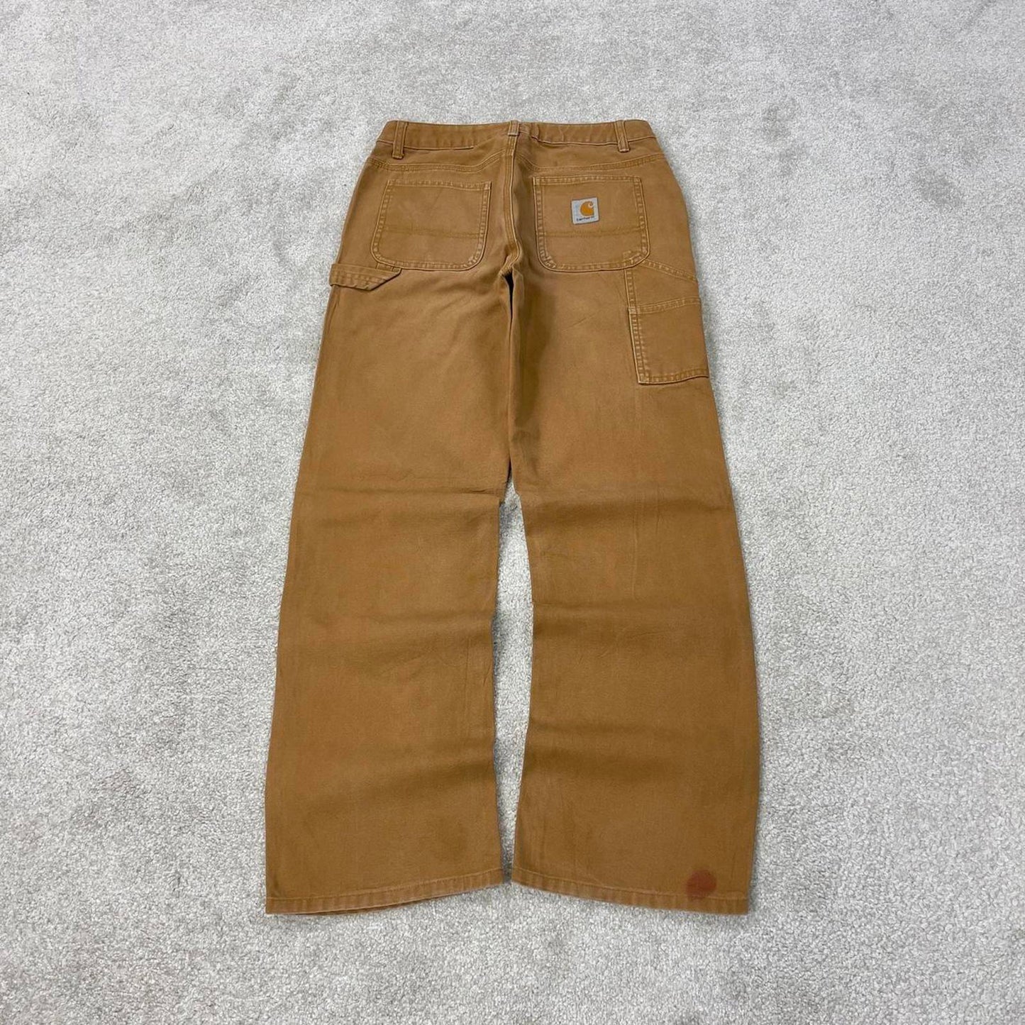 Tan Carhartt carpenter pants teens size 14 W26L28 loose canvas 90s style cargos