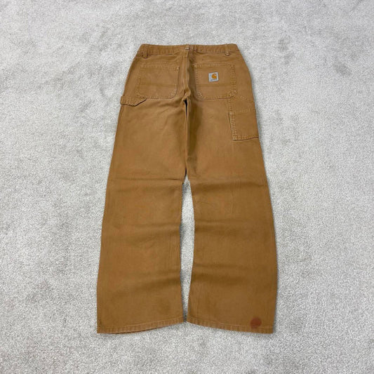 Tan Carhartt carpenter pants teens size 14 W26L28 loose canvas 90s style cargos