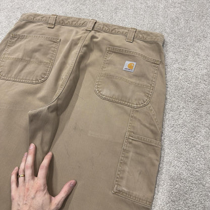 Vintage Carhartt carpenter pants y2k relaxed tan Loose leg 100% cotton skater style workwear