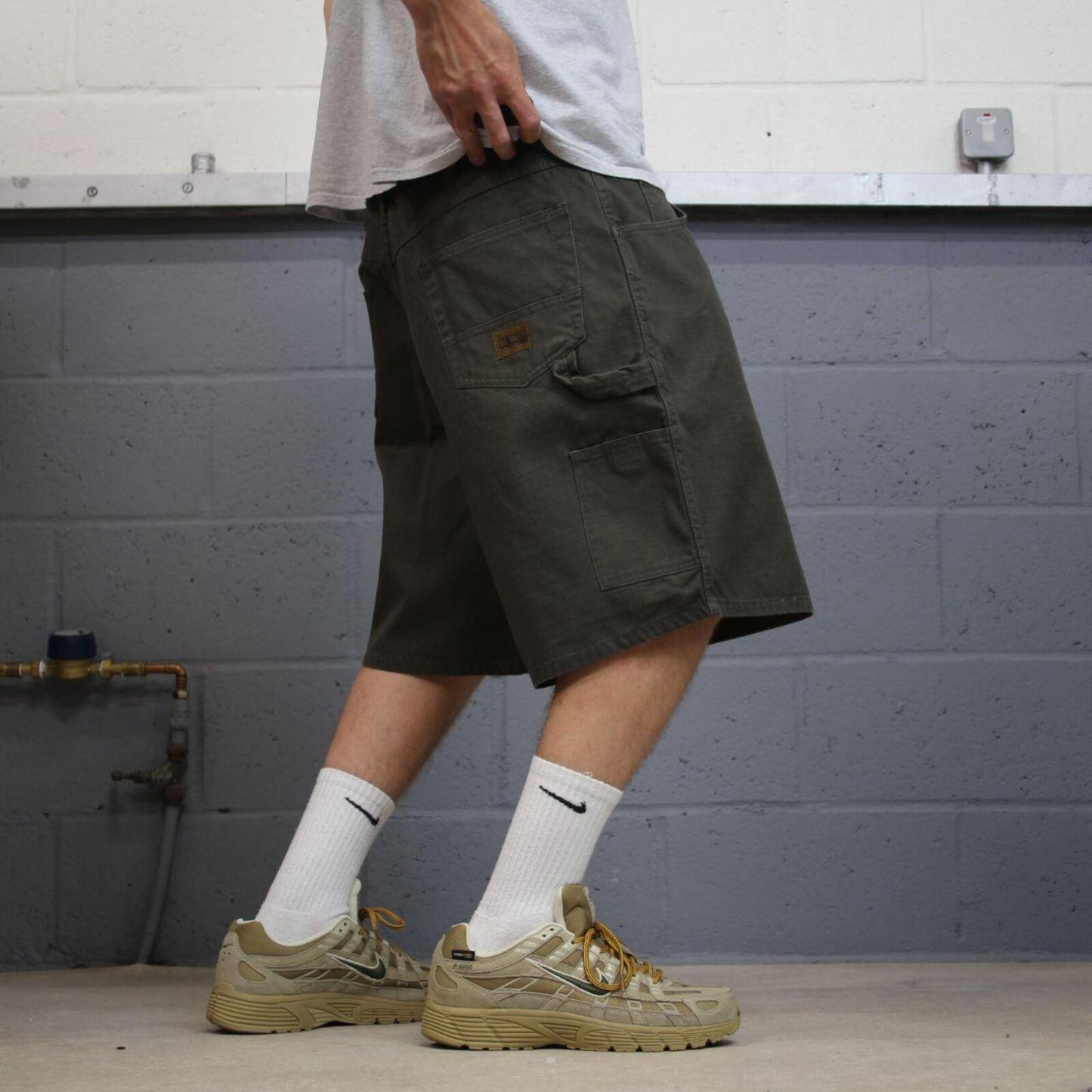 Baggy carpenter shorts canvas cargo green Big Smith skater style surf jorts